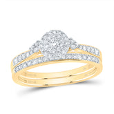 1/2CTW-DIA NK ROUND DOUBLE HALO BRIDAL SET